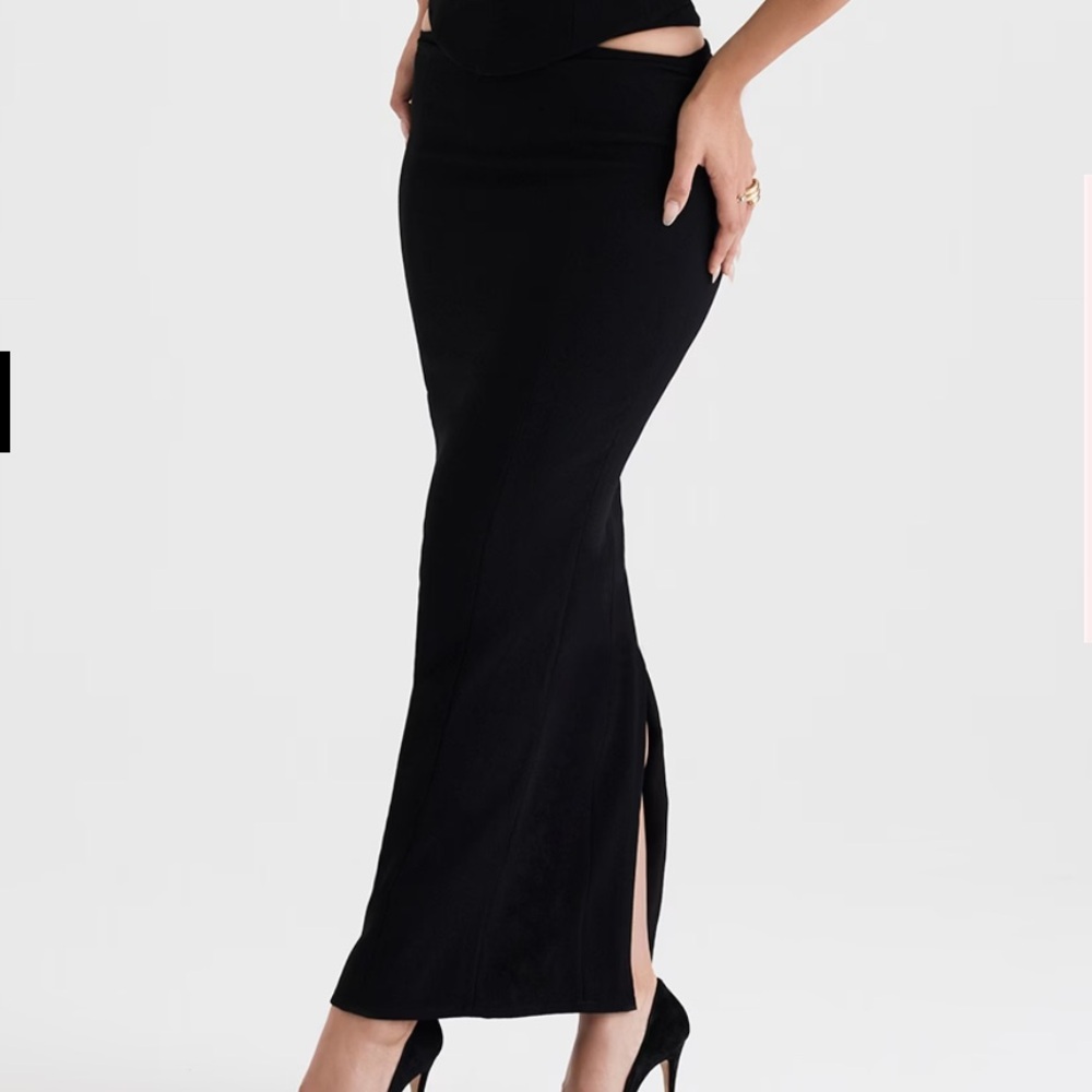 House of CB Black Maxi Skirt with Side Slit